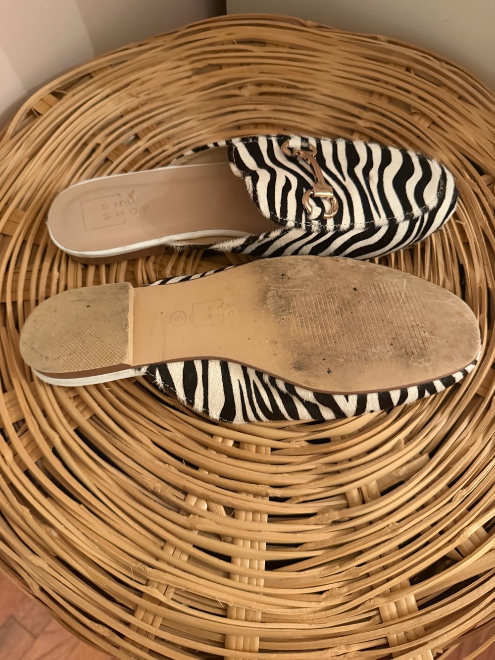 ShuShop Zebra Print Slip-On Mules with Gold Hardware - Women's - Picture 3 of 3